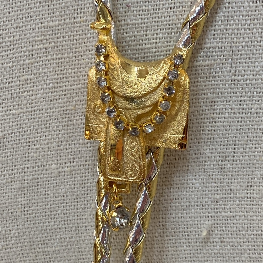 Elegant Gold and Silver Tone Bolo Tie - Picture 7 of 7